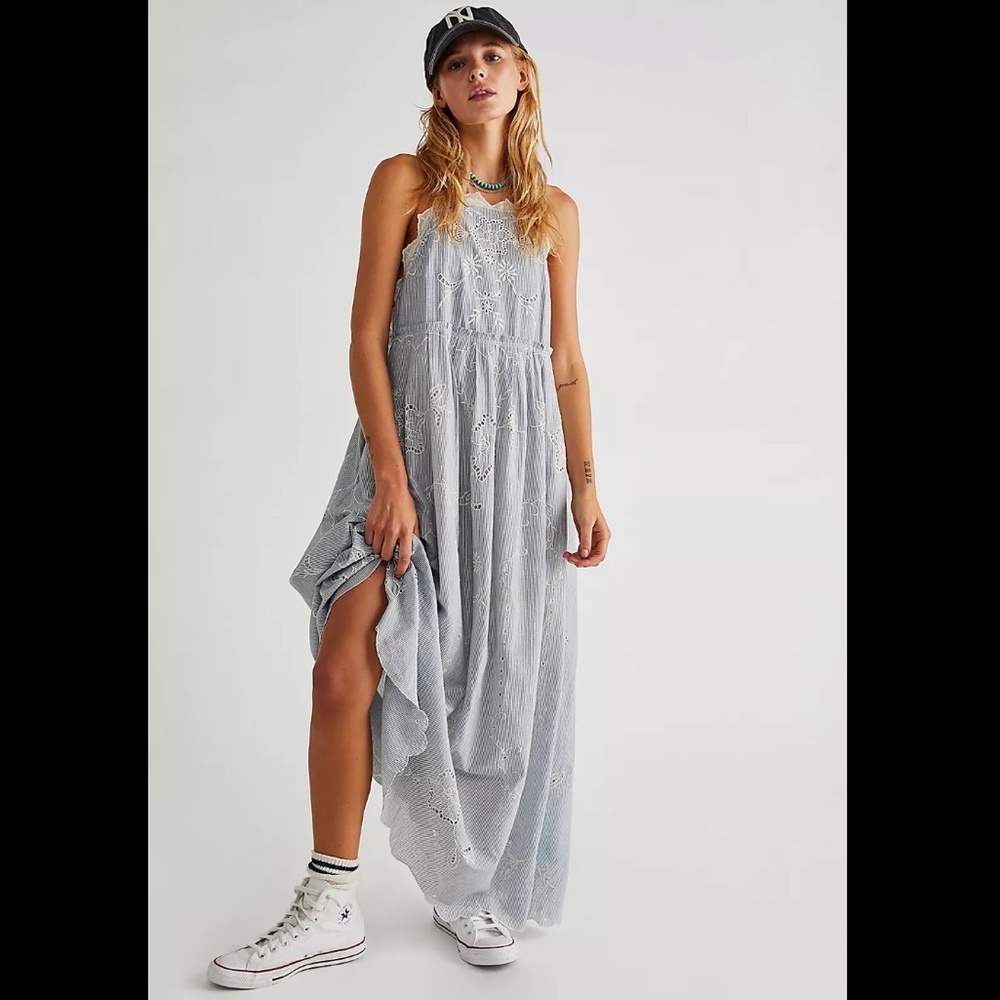 NWOT Free People Rosalia Embroidered Apron Dress